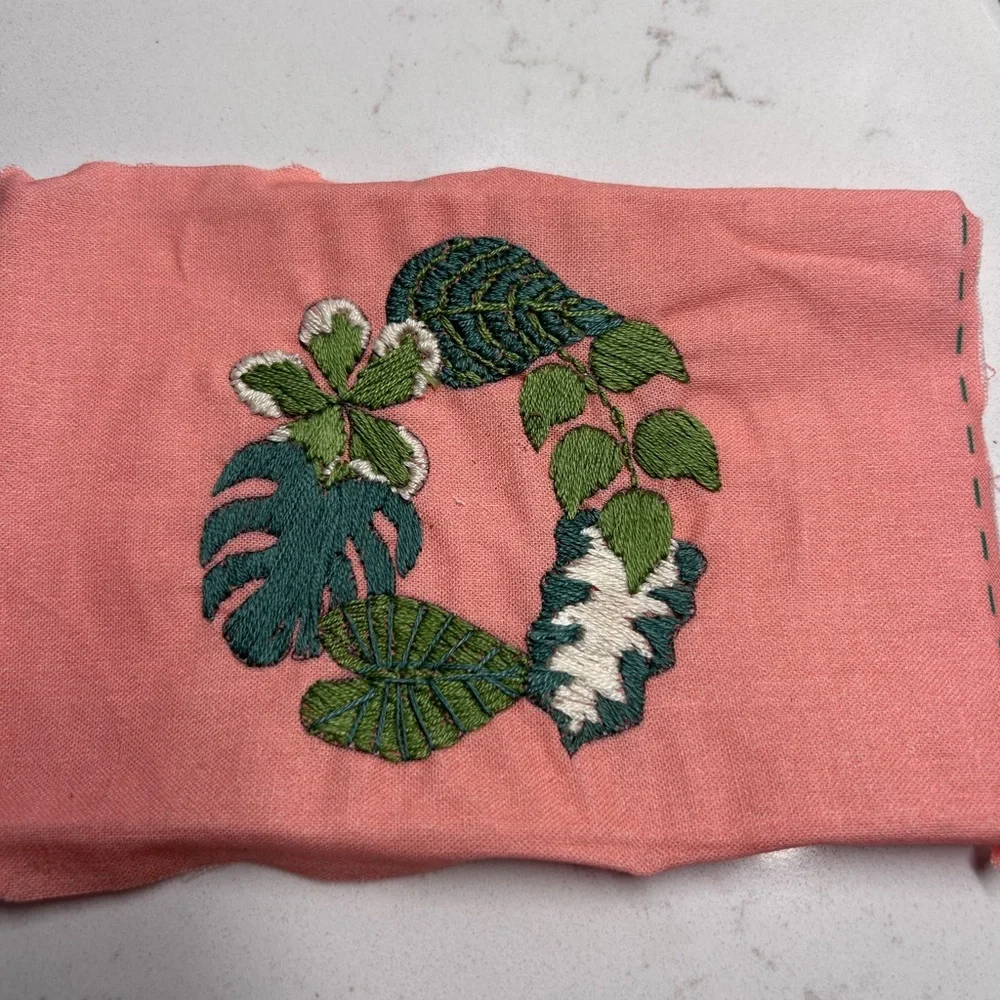 Hand Stitched Foliage Embroidery Plant Monstera